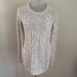 Quinn Womens Cable Knit Sweater Gray Long Sleeve Side Slit Size Small